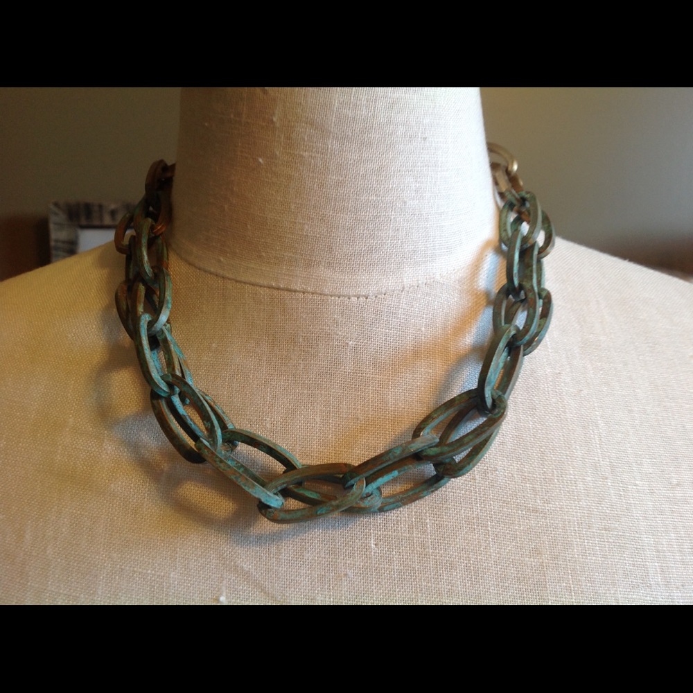 Gold and Turquoise Links Necklace